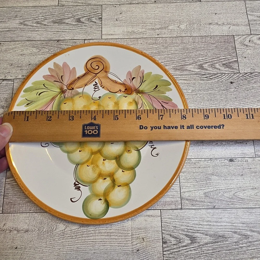 Set 4 A Santos Portugal Hand Painted Grape Dinner Plates Majolica Vintage